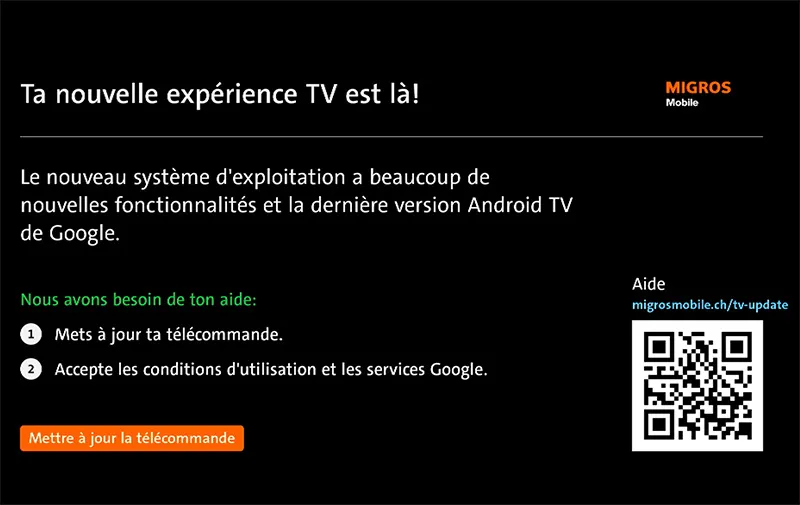 Mise à jour TV Migros
